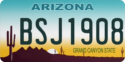 AZ license plate BSJ1908