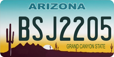 AZ license plate BSJ2205