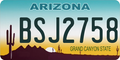 AZ license plate BSJ2758
