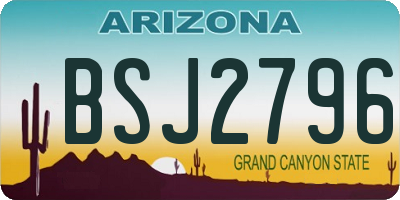 AZ license plate BSJ2796