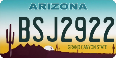 AZ license plate BSJ2922
