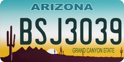 AZ license plate BSJ3039