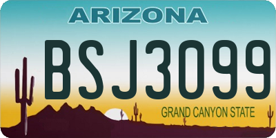 AZ license plate BSJ3099
