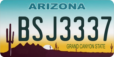AZ license plate BSJ3337