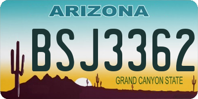 AZ license plate BSJ3362