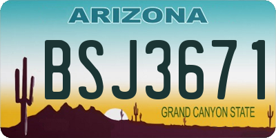 AZ license plate BSJ3671