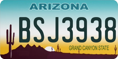 AZ license plate BSJ3938