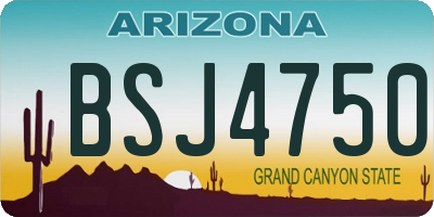AZ license plate BSJ4750