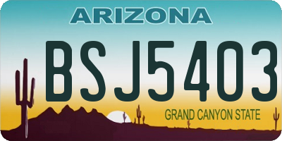AZ license plate BSJ5403
