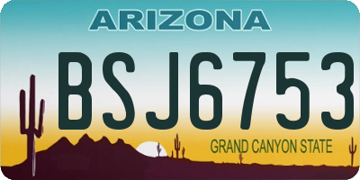 AZ license plate BSJ6753