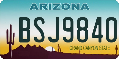 AZ license plate BSJ9840