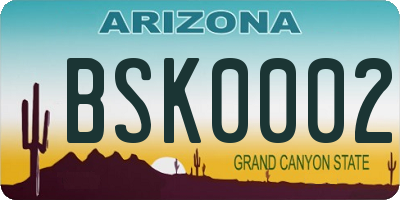 AZ license plate BSK0002