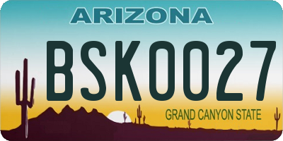 AZ license plate BSK0027