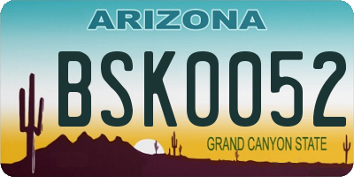 AZ license plate BSK0052