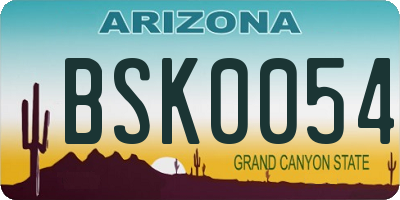 AZ license plate BSK0054