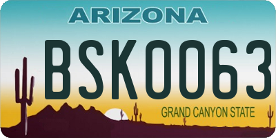 AZ license plate BSK0063