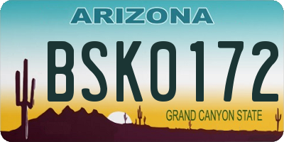AZ license plate BSK0172