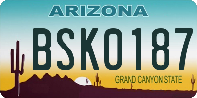 AZ license plate BSK0187