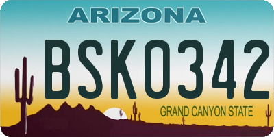 AZ license plate BSK0342