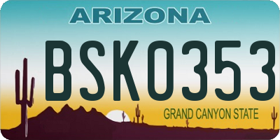 AZ license plate BSK0353