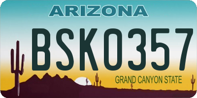 AZ license plate BSK0357