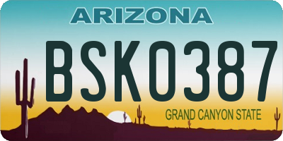 AZ license plate BSK0387