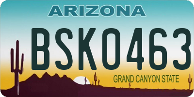 AZ license plate BSK0463