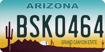 AZ license plate BSK0464