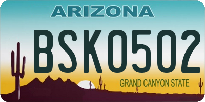 AZ license plate BSK0502