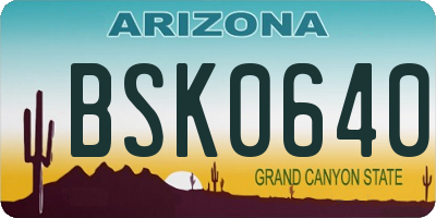 AZ license plate BSK0640