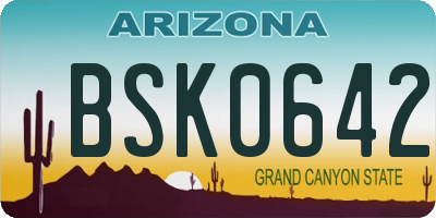 AZ license plate BSK0642