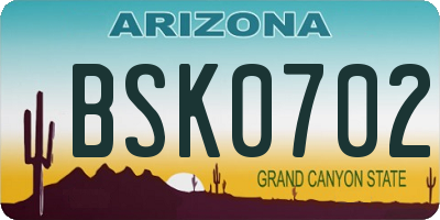 AZ license plate BSK0702