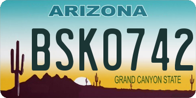 AZ license plate BSK0742