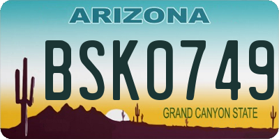 AZ license plate BSK0749