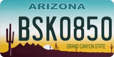 AZ license plate BSK0850