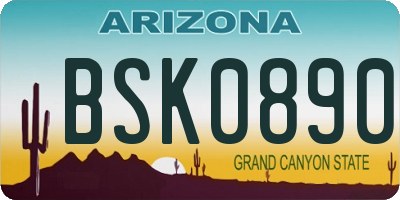 AZ license plate BSK0890
