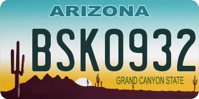 AZ license plate BSK0932