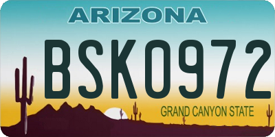 AZ license plate BSK0972