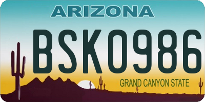 AZ license plate BSK0986