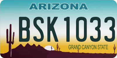 AZ license plate BSK1033