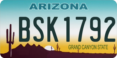 AZ license plate BSK1792