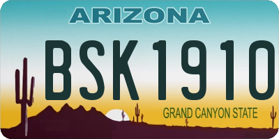 AZ license plate BSK1910