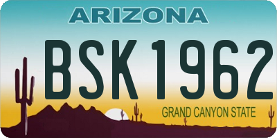 AZ license plate BSK1962