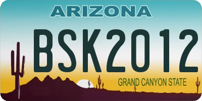 AZ license plate BSK2012