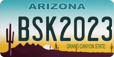 AZ license plate BSK2023