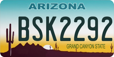 AZ license plate BSK2292