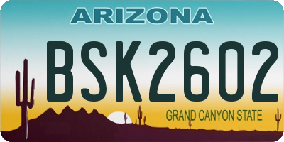 AZ license plate BSK2602