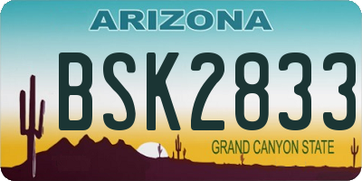 AZ license plate BSK2833