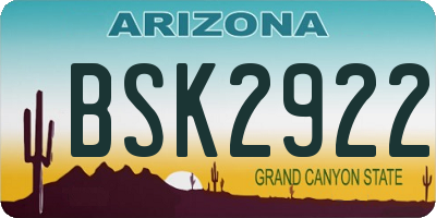 AZ license plate BSK2922