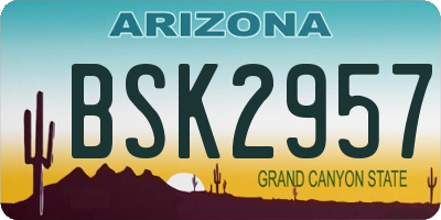 AZ license plate BSK2957